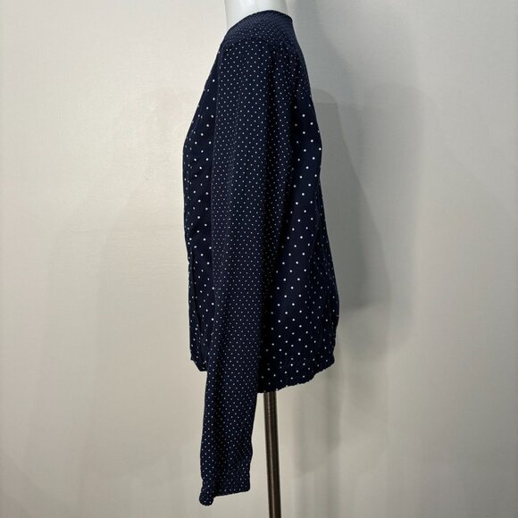 Tommy Hilfiger Jacket Medium Navy Blue Polka Dot Full-Zip Pockets Women's - Picture 4 of 11